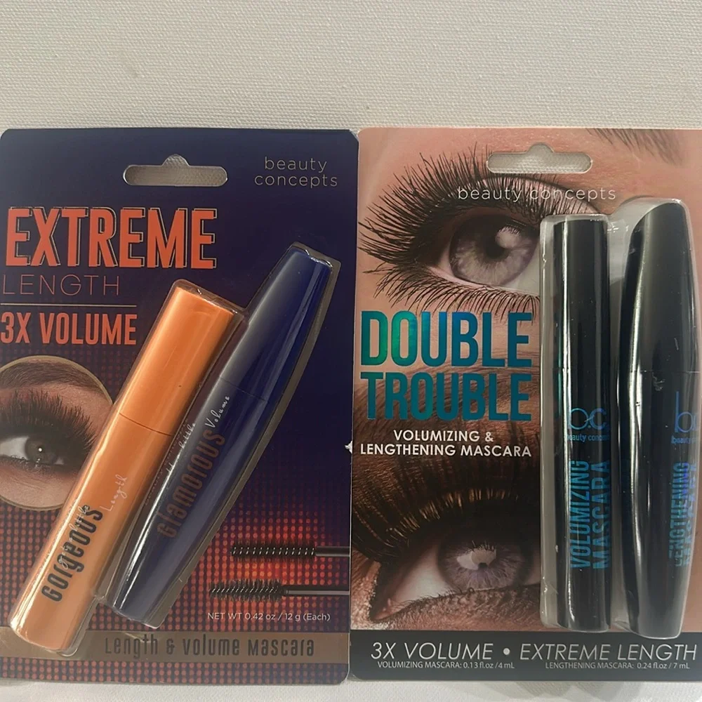 Beauty Concepts Mascara Bundle - Extreme Length 3X and Double Trouble Mascaras.